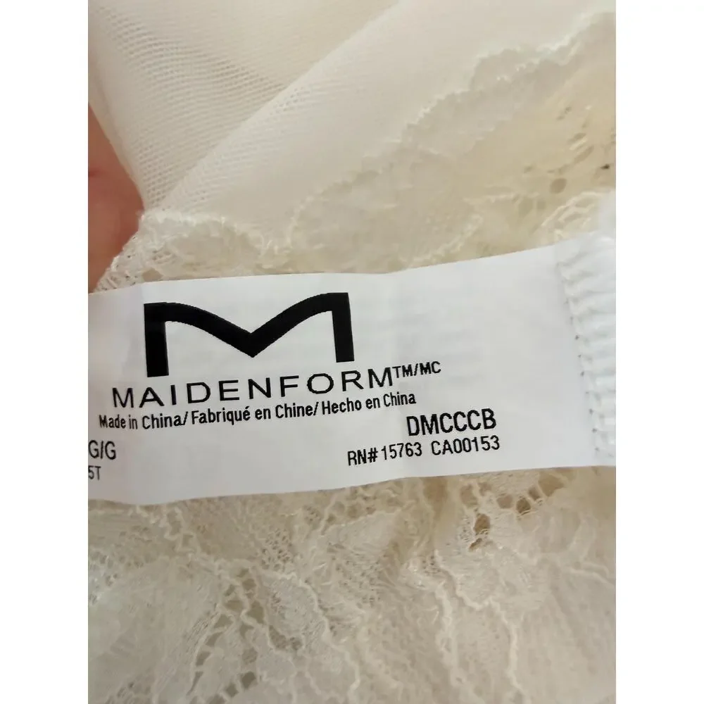 Vintage Maidenform Ivory Lace Teddy Tap Pant Set Nylon 1990 Lingerie Large